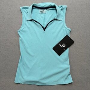 NEW Foray Golf Polo Top Women's XS Blue Ribbed V-Neck Sleeveless Activewear USA